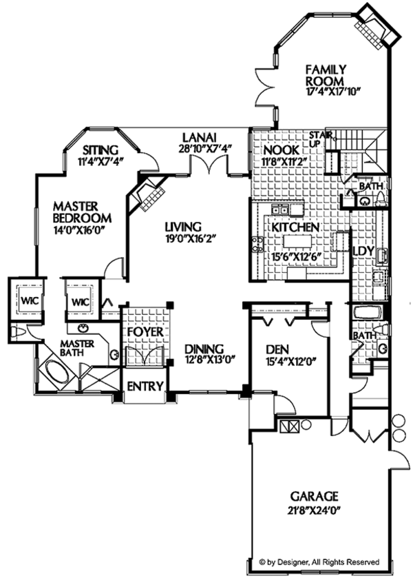 House Plan Design - Mediterranean Floor Plan - Main Floor Plan #999-22