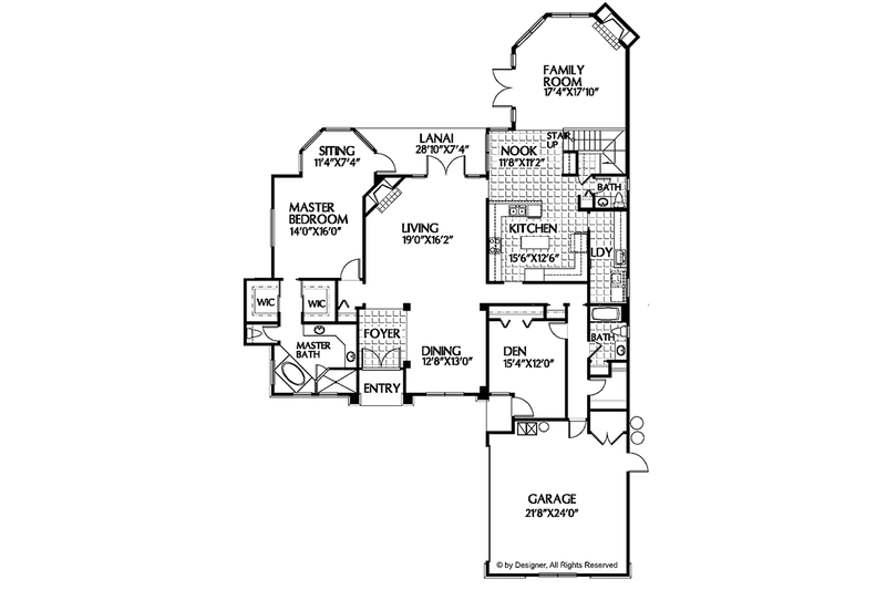 Home Plan - Floor Plan - Main Floor for Mediterranean House Plan #999-22 - 4 bed, 4.5 bath