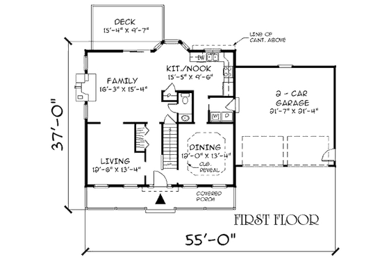 Floor Plan - Main Floor for Farmhouse House Plan #75-141 - 3 bed, 2.5 bath