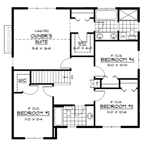 Architectural House Design - European Floor Plan - Upper Floor Plan #51-619