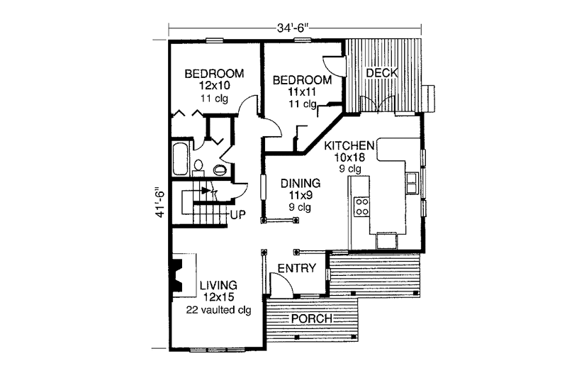 Dream House Plan - Floor Plan - Main Floor for Country House Plan #960-5 - 3 bed, 2 bath