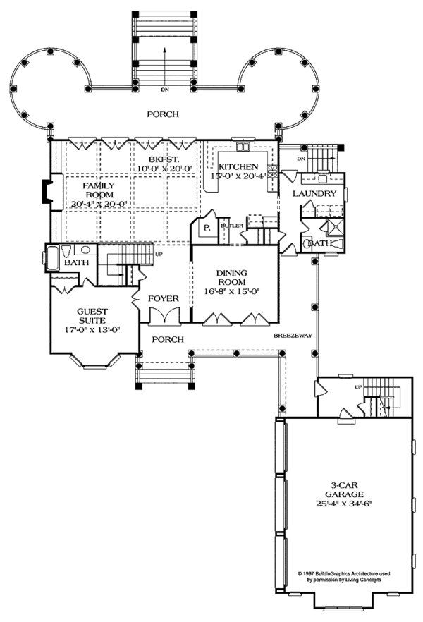 Dream House Plan - Craftsman Floor Plan - Main Floor Plan #453-257