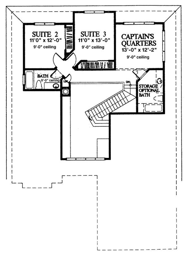 House Blueprint - European Floor Plan - Upper Floor Plan #1007-23