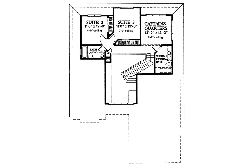 House Blueprint - Floor Plan - Upper Floor for European House Plan #1007-23 - 3 bed, 2.5 bath