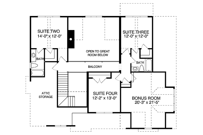 Home Plan - Floor Plan - Upper Floor for Craftsman House Plan #413-903 - 4 bed, 3.5 bath