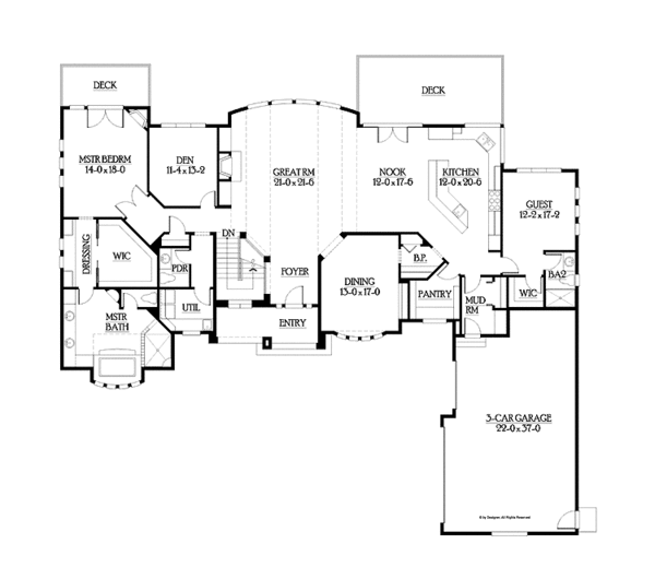 House Blueprint - Prairie Floor Plan - Main Floor Plan #132-557