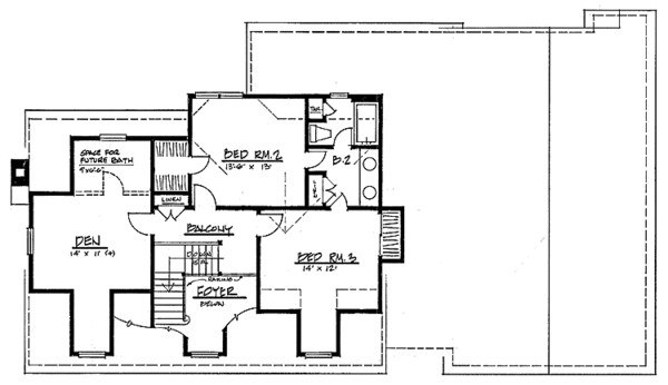 Architectural House Design - Colonial Floor Plan - Upper Floor Plan #328-288