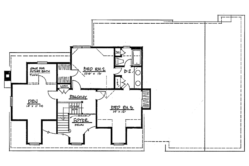 Home Plan - Floor Plan - Upper Floor for Colonial House Plan #328-288 - 3 bed, 2.5 bath