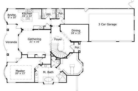 Floor Plan - Main Floor for European House Plan #411-883 - 4 bed, 3.5 bath