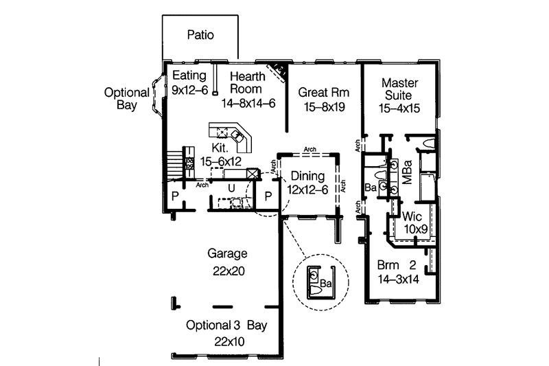 Home Plan - Floor Plan - Main Floor for Country House Plan #15-386 - 4 bed, 3 bath