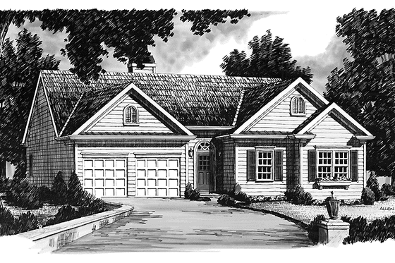 Exterior - Front Elevation 3 for Colonial House Plan #927-636 - 3 bed, 2 bath