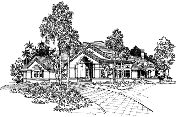 Exterior - Front Elevation 4 for Mediterranean House Plan #930-39 - 3 bed, 3.5 bath