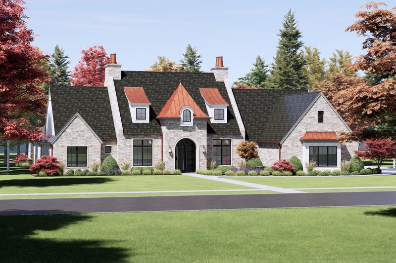 Architectural House Design - Exterior - Front Elevation 3 for Tudor House Plan #1096-15 - 4 bed, 4.5 bath