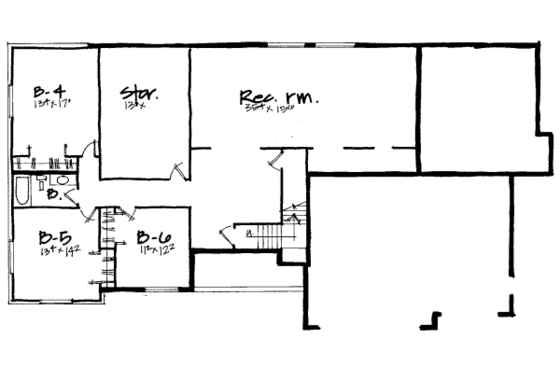 Floor Plan - Lower Floor for European House Plan #308-223 - 6 bed, 3.5 bath