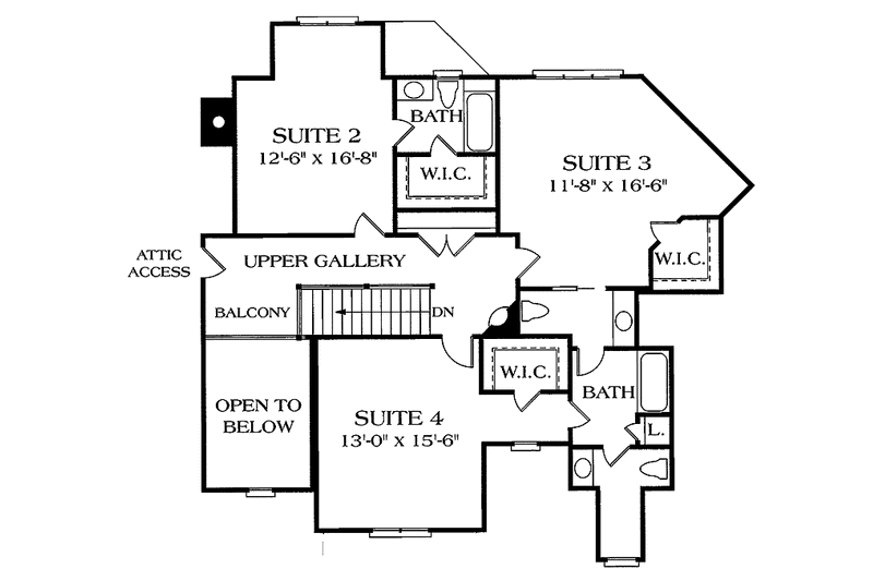 Dream House Plan - Floor Plan - Upper Floor for European House Plan #453-315 - 5 bed, 4.5 bath