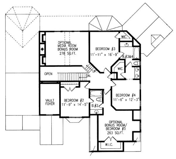 Architectural House Design - Traditional Floor Plan - Upper Floor Plan #54-196