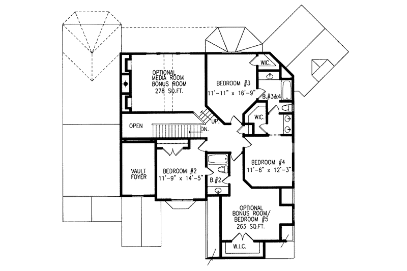 Home Plan - Floor Plan - Upper Floor for Traditional House Plan #54-196 - 4 bed, 3.5 bath