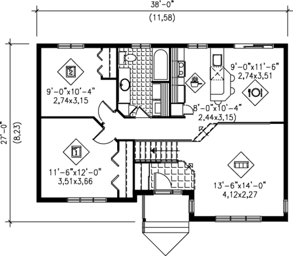 Ranch Style House Plan 2 Beds 1 Baths 950 Sq/Ft Plan 25