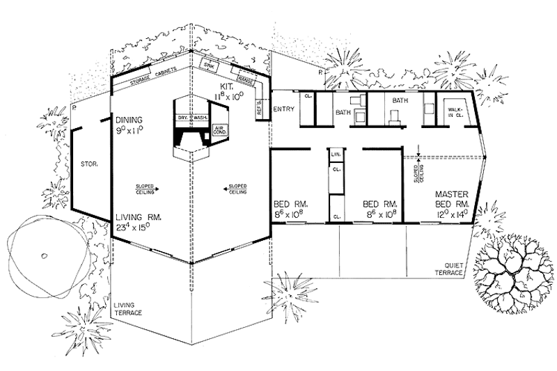 Dream House Plan - Floor Plan - Main Floor for Contemporary House Plan #72-545 - 3 bed, 2 bath