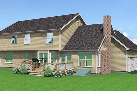 Exterior - Rear Elevation for Country House Plan #75-118 - 4 bed, 2.5 bath
