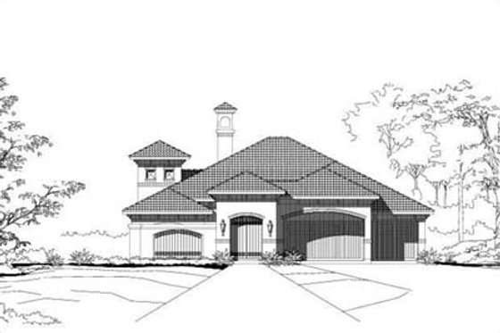 Exterior - Front Elevation for Mediterranean House Plan #411-164 - 3 bed, 2.5 bath