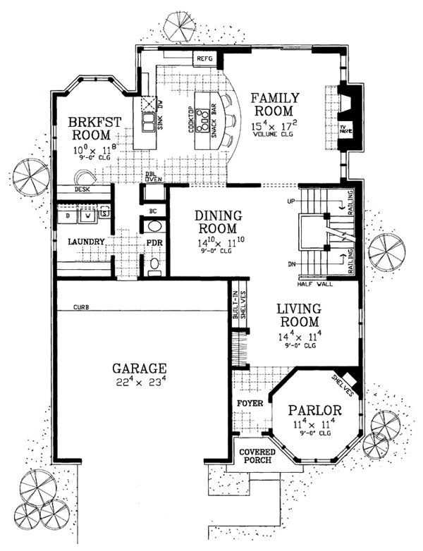 House Blueprint - Country Floor Plan - Main Floor Plan #72-1128