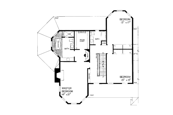 Floor Plan - Upper Floor for Victorian House Plan #72-802 - 4 bed, 3.5 bath