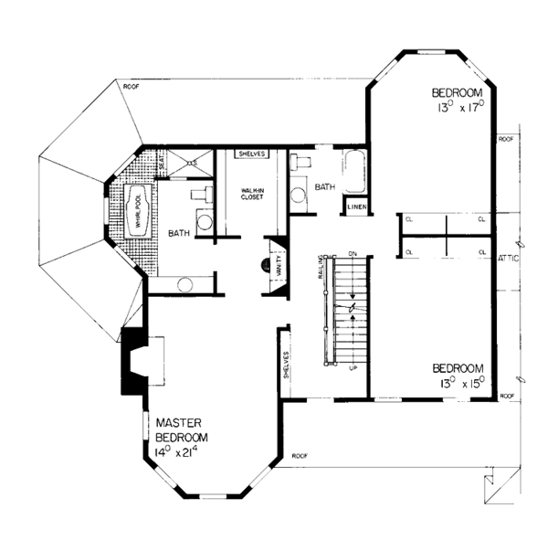 House Blueprint - Victorian Floor Plan - Upper Floor Plan #72-802