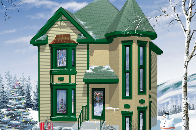 Architectural House Design - Victorian Exterior - Front Elevation Plan #25-2029
