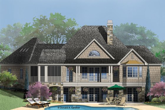 Exterior - Rear Elevation 1 for Craftsman House Plan #929-26 - 3 bed, 3.5 bath