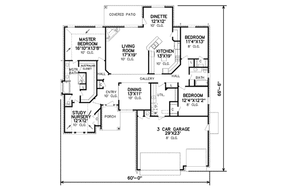 Floor Plan - Main Floor for Traditional House Plan #65-447 - 3 bed, 2 bath