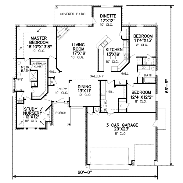 Floor Plan - Main Floor for Traditional House Plan #65-447 - 3 bed, 2 bath