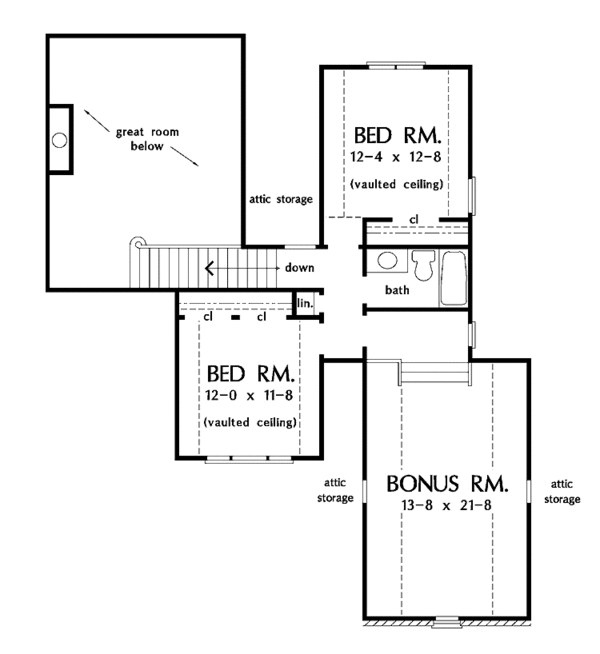 House Blueprint - Traditional Floor Plan - Upper Floor Plan #929-511