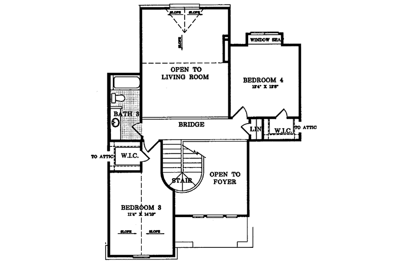 House Blueprint - Floor Plan - Upper Floor for Traditional House Plan #952-21 - 4 bed, 3.5 bath