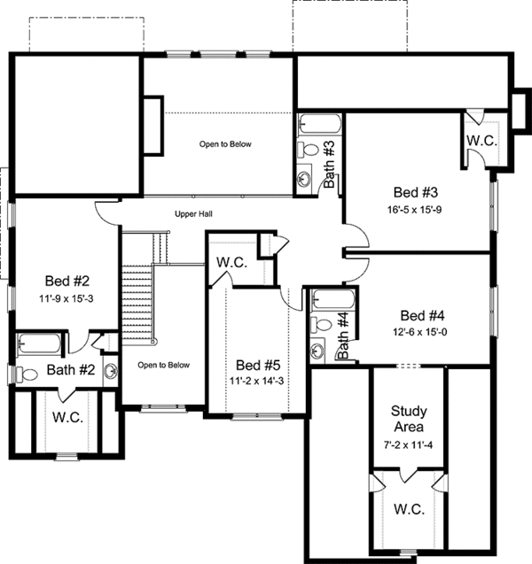 House Design - European Floor Plan - Upper Floor Plan #994-25