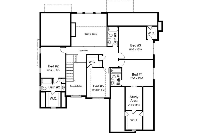 Architectural House Design - Floor Plan - Upper Floor for European House Plan #994-25 - 5 bed, 4.5 bath