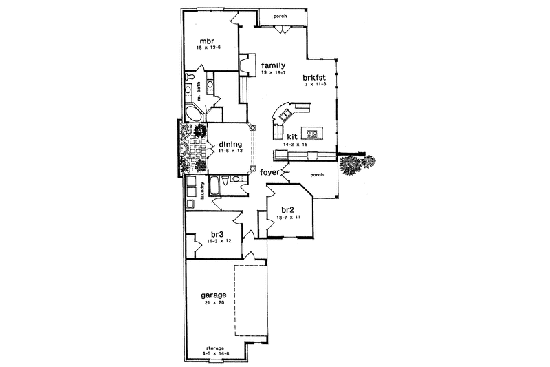 Architectural House Design - Floor Plan - Main Floor for European House Plan #301-153 - 3 bed, 2 bath