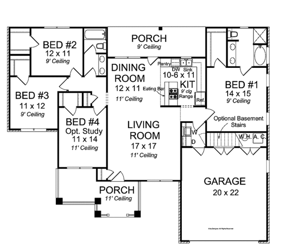 Architectural House Design - Traditional Floor Plan - Main Floor Plan #513-2136