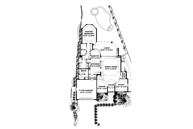 Dream House Plan - Floor Plan - Main Floor for Mediterranean House Plan #1017-92 - 4 bed, 3.5 bath