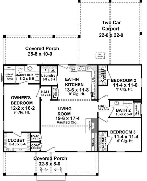 Architectural House Design - Country Floor Plan - Main Floor Plan #21-466