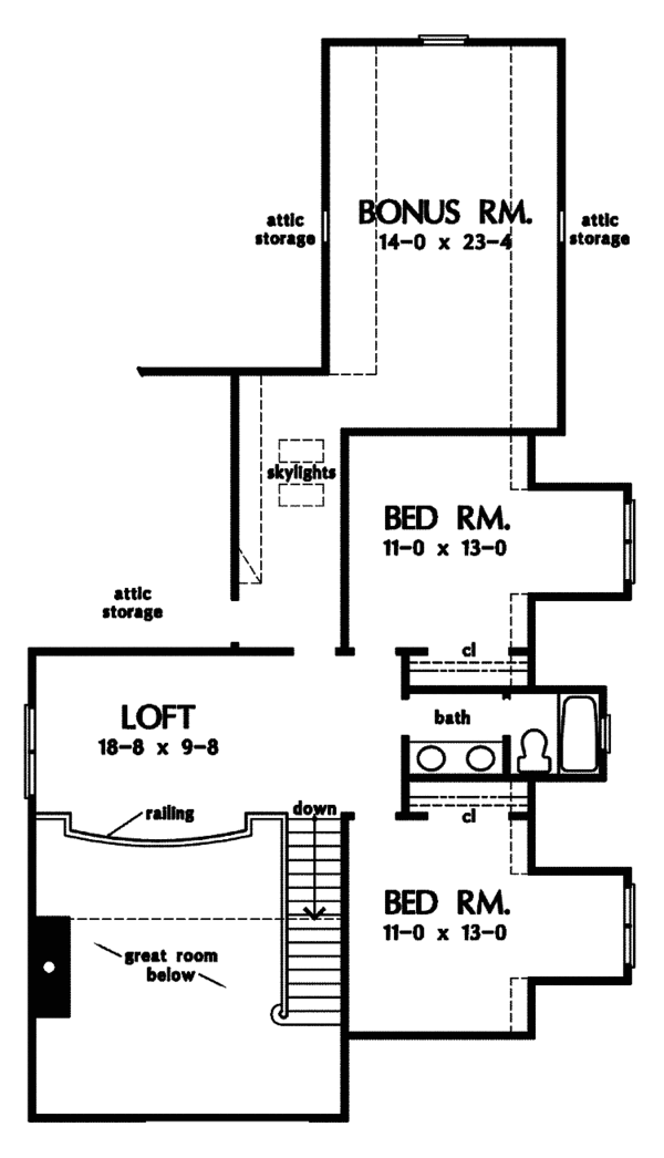 House Blueprint - Traditional Floor Plan - Upper Floor Plan #929-836