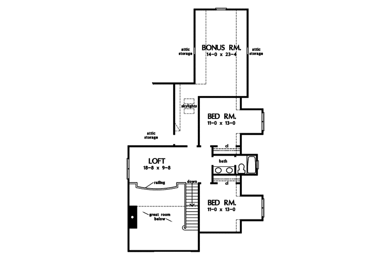 House Blueprint - Floor Plan - Upper Floor for Traditional House Plan #929-836 - 4 bed, 3 bath