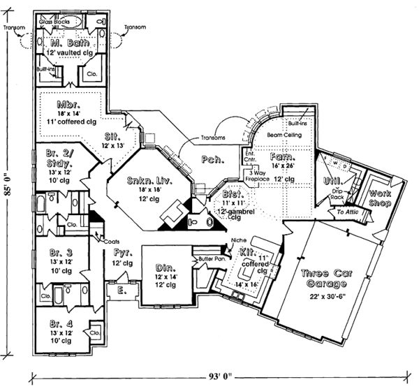 Dream House Plan - European Floor Plan - Main Floor Plan #974-12