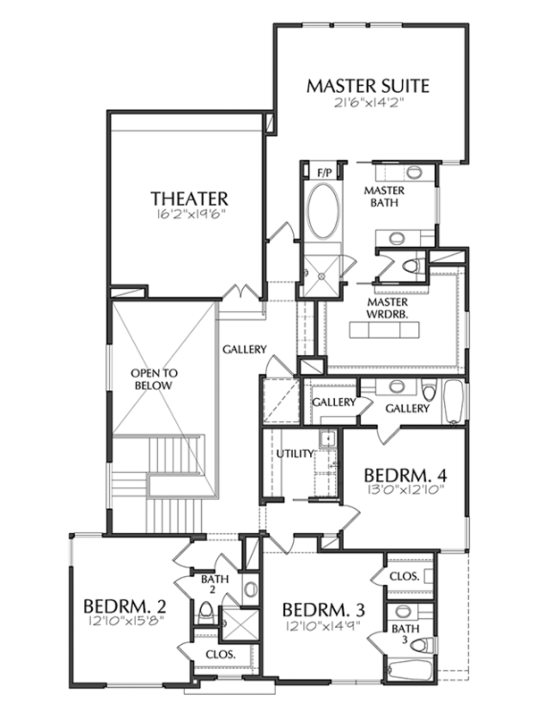 Home Plan - Contemporary Floor Plan - Upper Floor Plan #1021-17