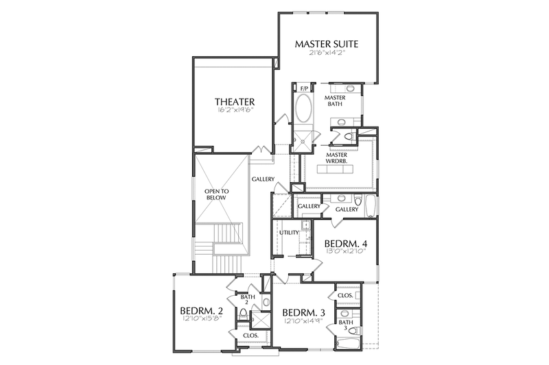 Dream House Plan - Floor Plan - Upper Floor for Contemporary House Plan #1021-17 - 4 bed, 4.5 bath