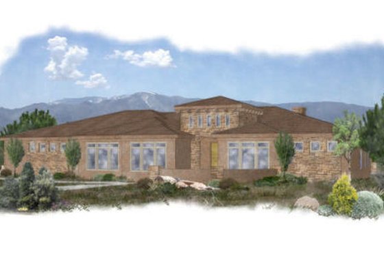 Exterior - Front Elevation for Mediterranean House Plan #24-260 - 4 bed, 3 bath