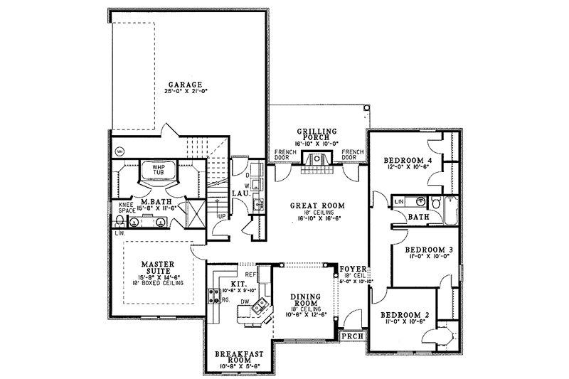 Dream House Plan - Floor Plan - Main Floor for Ranch House Plan #17-3175 - 4 bed, 2 bath