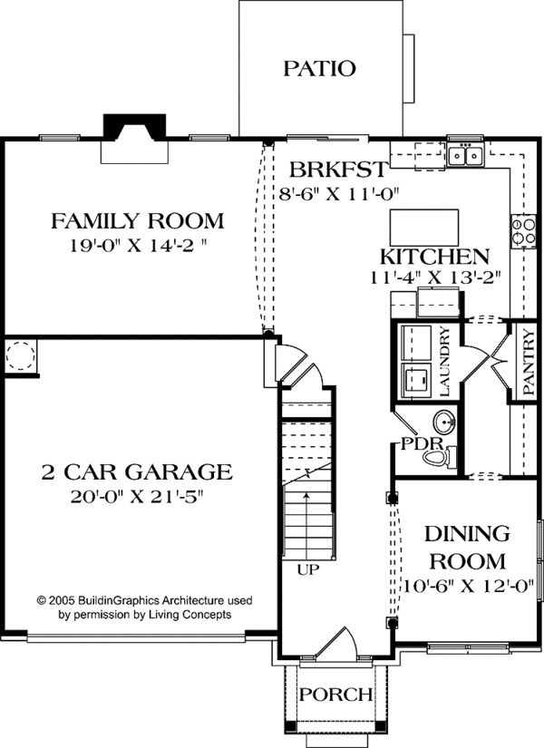 Home Plan - Colonial Floor Plan - Main Floor Plan #453-506