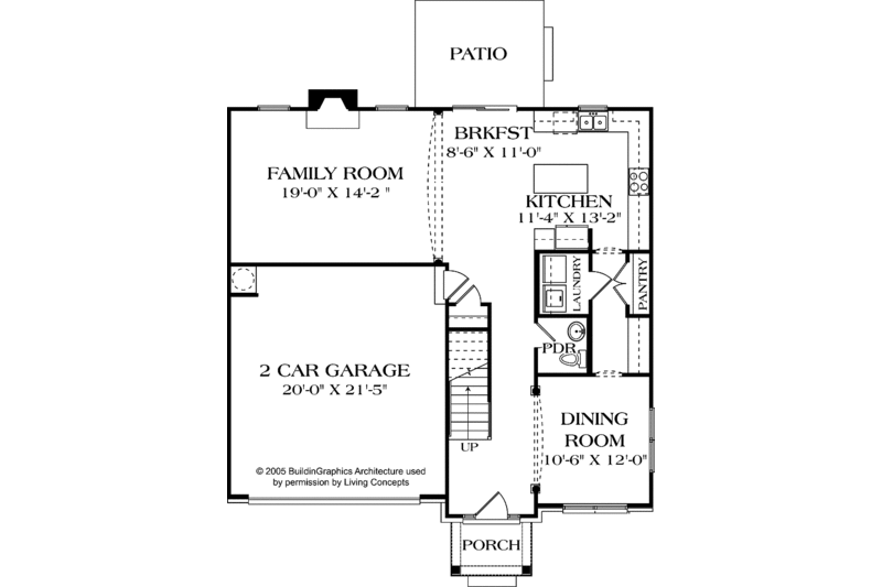 Dream House Plan - Floor Plan - Main Floor for Colonial House Plan #453-506 - 4 bed, 2.5 bath