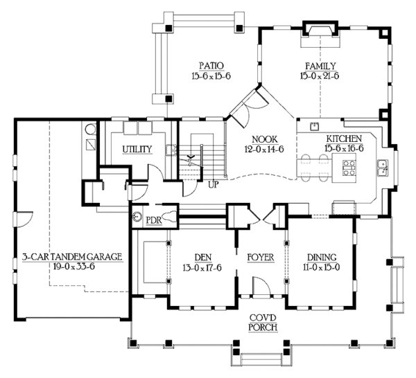 Architectural House Design - Craftsman Floor Plan - Main Floor Plan #132-261